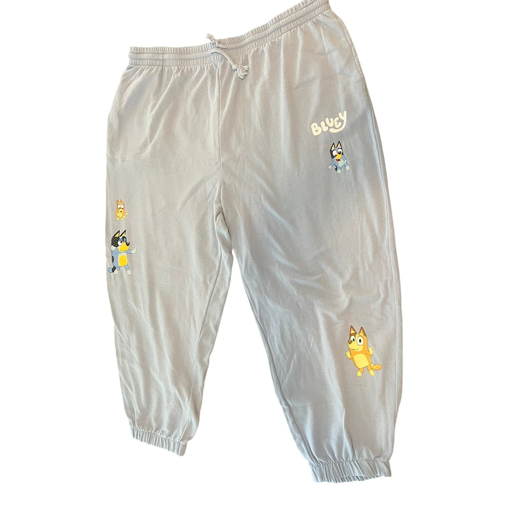 Bluey Bingo Light Blue Joggers Sweatpants Plus Size 3X Drawstring Waist Fleece